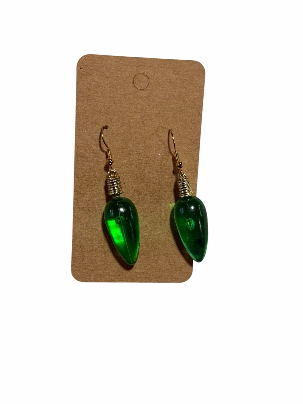 Green Christmas Bulb Lights Novelty Earrings Handmade